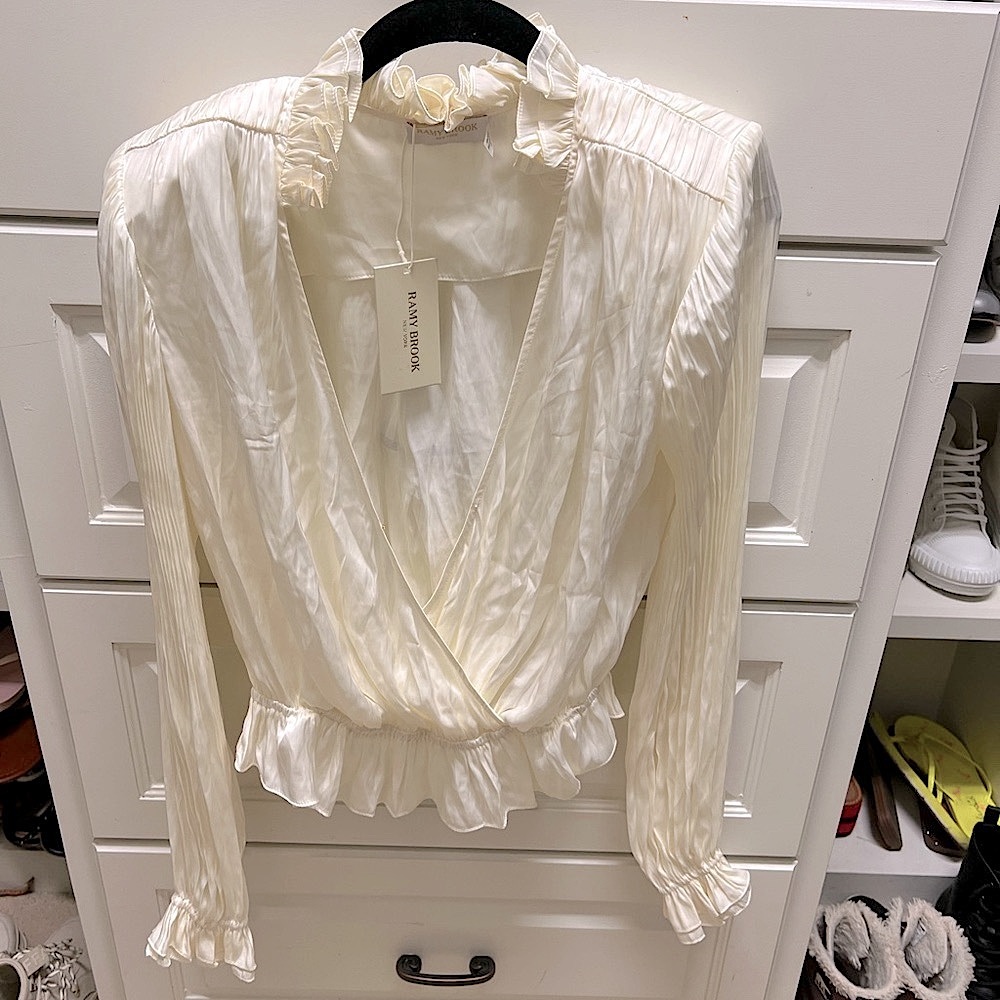 Ramy Brook Dorit Long Sleeve V Neck Blouse Top (NEW & TAGS ATTACHED!)